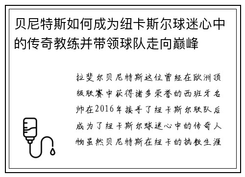 贝尼特斯如何成为纽卡斯尔球迷心中的传奇教练并带领球队走向巅峰